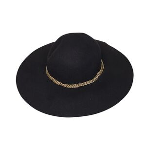 Something Special 100% Wool Floppy Chain Hat Black Gold